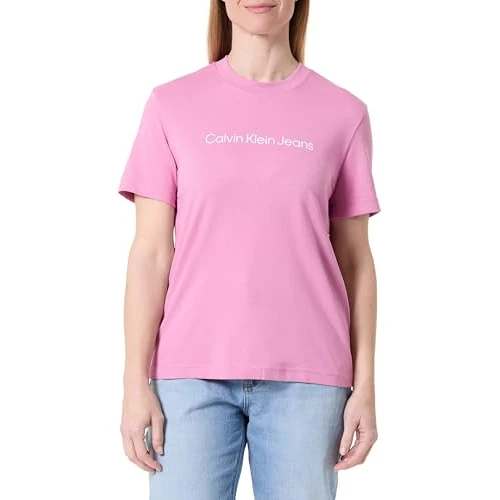 Calvin Klein Women's A- INST. Logo Classic TEE SS LV047C912G Graphic Tees, Pink (Raspberry Cream), M