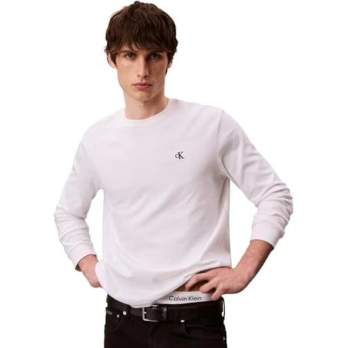 Oferta limitada: Calvin Klein Camiseta de Manga Larga Hombre Easy Monogram con Cuello Redondo, Blanco (Bright White), 2XL de 15.85 € a 15.85 € (ahorro 0.00%)