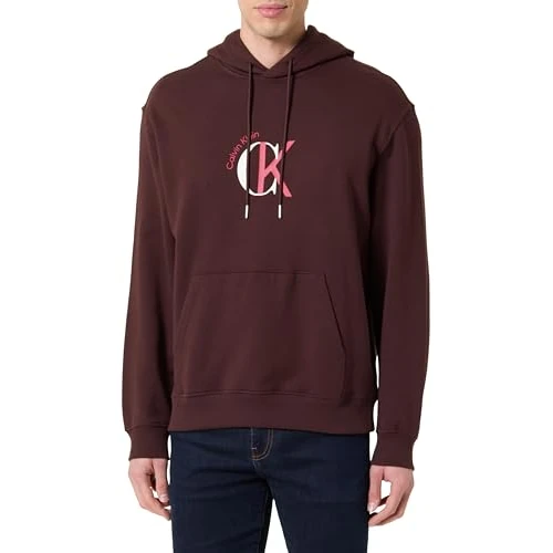 Calvin Klein Ls EU 350Terry Graphic Hoodie Lv04Re255G Sweatshirts, Brown (Rich Brown), M Homme