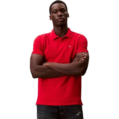 Offerta a tempo: Calvin Klein Uomo Maglietta Polo Maniche Corte Monogram Pique in Cotone, Nero (Adrenaline Rush), XS - 26% da 69.90 € a 51.99 €