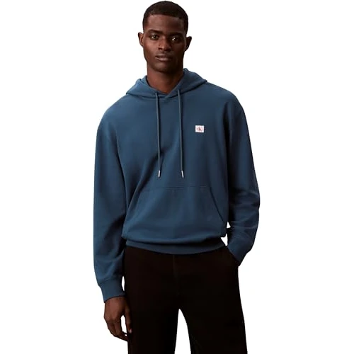 Calvin Klein 400Gsm Terry Badge Hoodie Lv04Rc274G Sweatshirts, Blue (Navy Teal), XXL Plus Homme