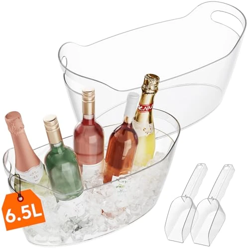Offerta a tempo: Lifewit Secchiello Ghiaccio Grande 6.5L, Porta Ghiaccio Portatile con Cucchiaio, Cestello Ghiaccio per Bottiglie in Plastica per Vino, Cocktail, Bevande, Birra, 38 ×18×20 cm/15x7x8", Set di 2 - 25% da 39.99 € a 29.99 €