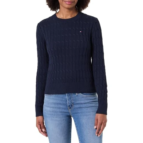 Offerta a tempo: Tommy Hilfiger Maglione da Donna CO Cable Mid GG C-NK LS Swt WW0WW47644, Blu (Dark Night Navy), XL, Blu (Dark Night Navy), XL - 23% da 149.90 € a 115.29 €