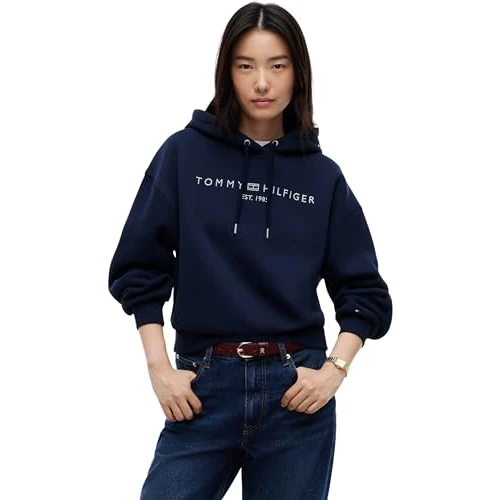 Offerta a tempo: Tommy Hilfiger Felpa con Cappuccio da Donna con Logo Corp MDRN WW0WW47832, Blu (Dark Night Navy), L, Blu (Dark Night Navy), L - 78% da 119.90 € a 26.91 €