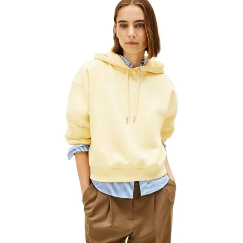 Offerta a tempo: Tommy Hilfiger Corp Logo Mdrn Hoodie Ww0Ww47832 Felpa con Cappuccio, Yellow (Zesty Yellow), S Donna - 40% da 119.90 € a 72.40 €