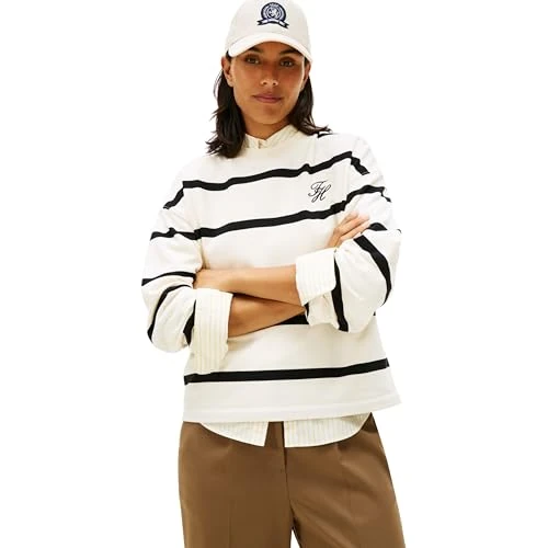 Offre limitée : Tommy Hilfiger Sweat TH Script MDRN Terry SWTSHRT WW0WW48431 pour Femme, Beige (Calico/Noir STP), L, Beige (Calico/Black STP), L de 82.75 € à 82.75 € (0.00% de remise)