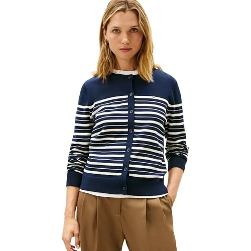 Offerta a tempo: Tommy Hilfiger Co Jersey Stitch Cardigan Ww0Ww42370, Cardigan, Donna, Blu (Dark Night Navy/Calico Multi STP), M - 0.00% da 57.22 € a 57.22 €