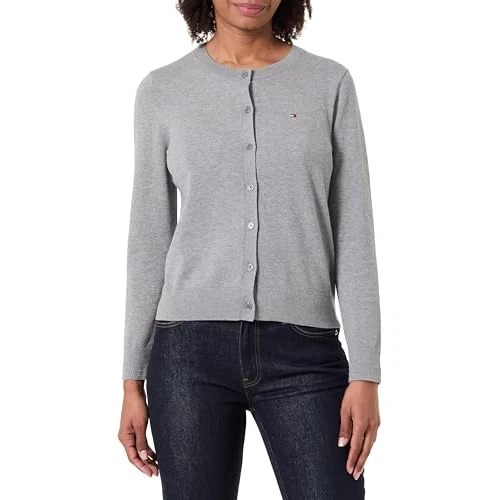 Offerta a tempo: Tommy Hilfiger Co Jersey Stitch Cardigan Ww0Ww42370, Cardigan, Donna, Grigio (Med Heather Grey), XL - 3% da 39.11 € a 37.95 €