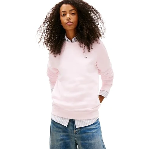 Offerta a tempo: Tommy Jeans Tjw Reg S Flag Crew Dw0Dw19959, Felpa Pullover, Donna, Rosa (Light Pink), XXS - 40% da 69.90 € a 41.99 €