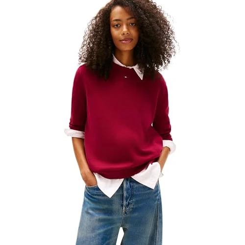 Oferta limitada: Tommy Jeans Jersey Mujer Essential Crew de algodón, Azul (Lavish Cerise), M de 89.90 € a 44.00 € (ahorro 51%)