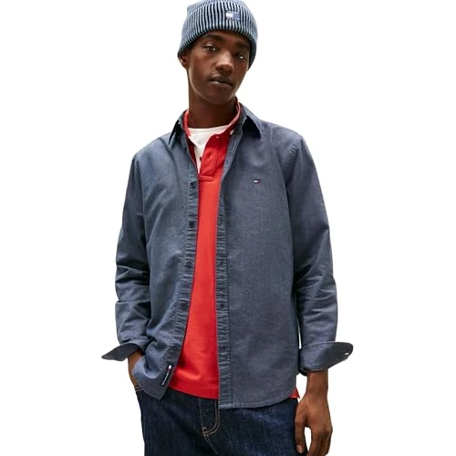 Offerta a tempo: Tommy Jeans Uomo Camicia Oxford Casual, Blu (Dark Night Navy), L - 43% da 79.90 € a 45.35 €