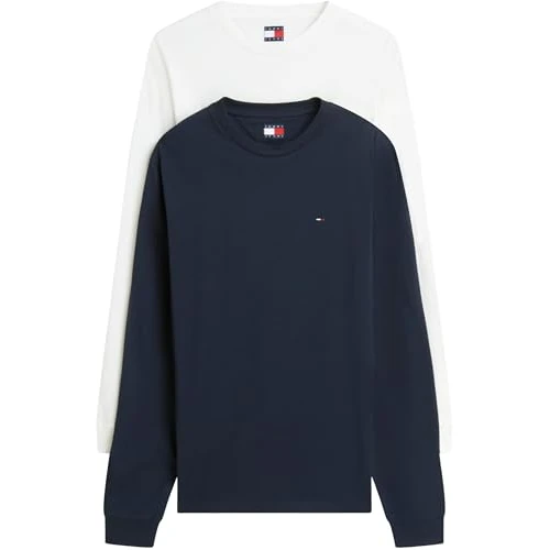 Offerta a tempo: Tommy Jeans Uomo Magliette Maniche Lunghe Confezione da 2 Slim con Scollo Rotondo, Multicolore (Ecru/Dark Night Navy), M - 46% da 64.90 € a 35.19 €