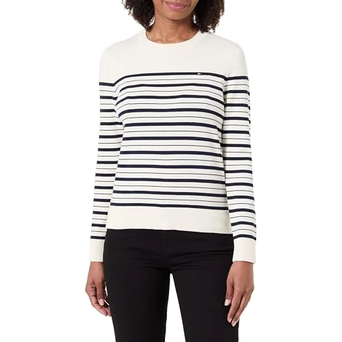 Tommy Hilfiger Co Jersey Fine GG LS C-NK SWT Ww0ww44984 Pullover, Noir (Calico/Dark Night Navy Multi STP), XL Femme, Noir (Calico/Dark Night Navy Multi STP), XL