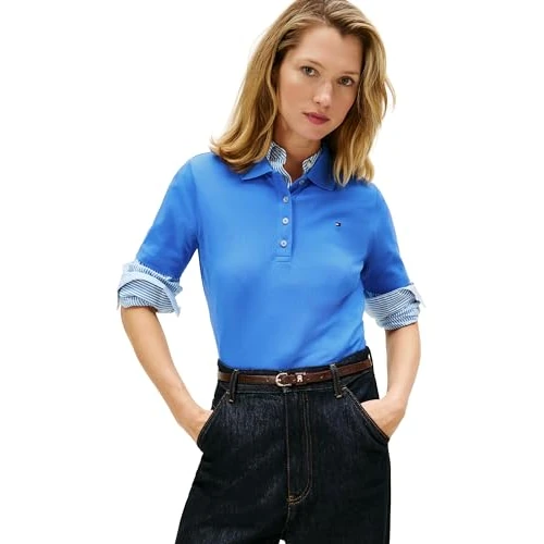 Tommy Hilfiger 1985 Reg Pique Polo SS Ww0Ww43224, Polo a Maniche Corte, Donna, Blu (Mesmerizing Blue), XS