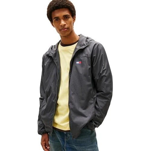 Limited-time offer: Tommy Jeans Men's Windbreaker Jacket Fleece Chicago with Hood, Grey (Washed Black), L from 58.19 £ to 58.19 £ (save 0.00%)