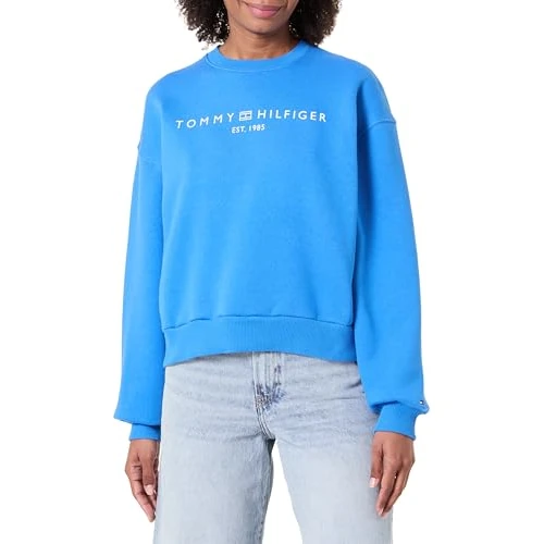 Tommy Hilfiger Felpa da Donna Corp Logo MDRN SWTSRT WW0WW47831 Pullover, Blu (Blu ipnotizzante), XL, Blu (Azzurro ipnotizzante), XL