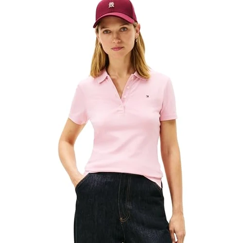 Oferta limitada: Tommy Hilfiger Polo de Manga Corta para Mujer Slim Fit, Rosa (Bonita Pink), XL de 79.90 € a 25.95 € (ahorro 68%)