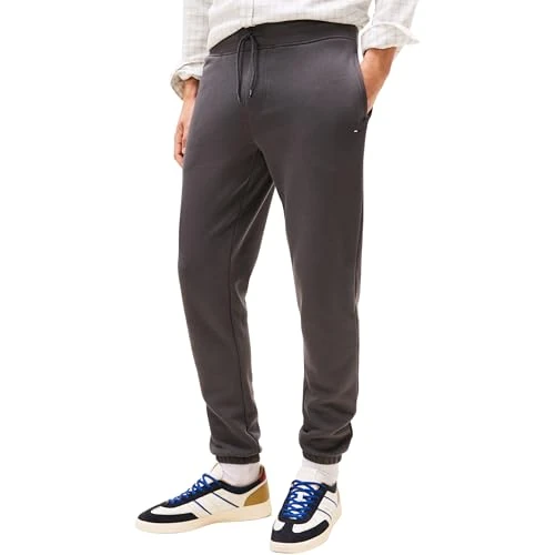 Offerta a tempo: Tommy Jeans Uomo Pantaloni da Jogging Slim Fit Flag con Coulisse, Grigio (Washed Black), XS - 45% da 59.90 € a 33.19 €