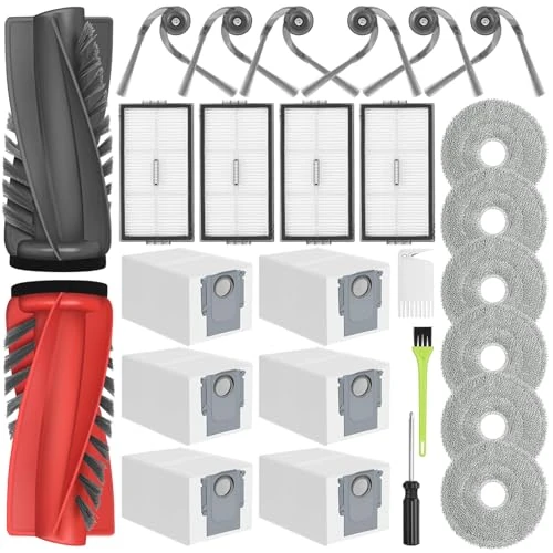 Offerta a tempo: DrRobor Accessori di Ricambio per Roborock Saros 10R / Qrevo CurvX/Qrevo Curv 2 Pro Aspirapolvere, 2 Spazzole Principali, 6 Spazzole Laterali, 6 Panni Mop, 6 Sacchetti, 4 Filtri HEPA - 13% da 39.99 € a 34.99 €