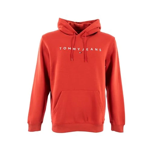 Tommy Jeans Men's TJM REG LINEAR LOGO HOODIE EXT DM0DM20746 Pullover Hoodie, RED (Terracotta Red), S