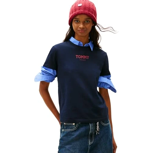 Limited-time offer: Tommy Jeans Women's Tjw Reg Essential Logo 2 Tee Ext Dw0Dw21842 S/S T-Shirt, Blue (Dark Night Navy), XXS from 17.49 £ to 17.49 £ (save 0.00%)