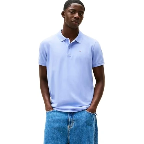 Tommy Jeans Tjm Slim Placket Polo Ext Dm0Dm20676, Polo a Maniche Corte, Uomo, Blu (Nordic Iris), L