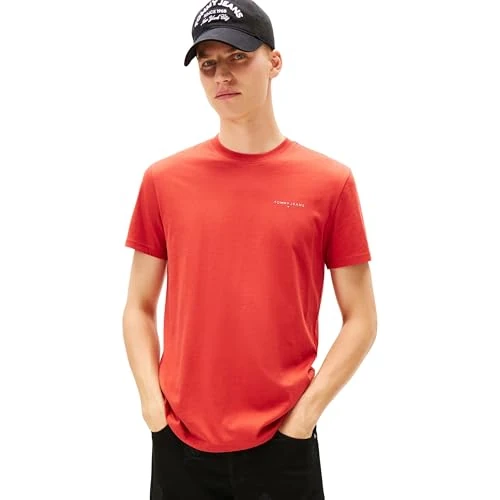 Zeitlich begrenztes Angebot: Tommy Jeans Herren T-Shirt Kurzarm Linear Chest Tee Slim Fit, Rot (Terracotta Red), XXL von 29.90 € auf 19.08 € (36% Rabatt)