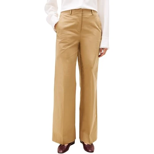 Oferta limitada: Tommy Hilfiger Pantalón de Tela Mujer Cotton Pernera Ancha, Beige (Driftwood Taupe), 34 de 100.79 € a 100.79 € (ahorro 0.00%)