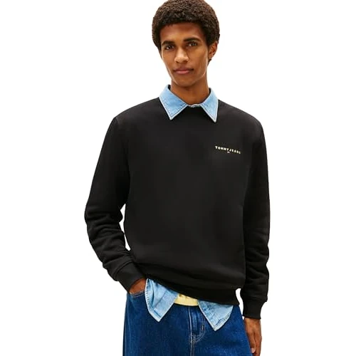 Offerta a tempo: Tommy Jeans Tjm Reg Linear Crew Ext Dm0Dm20249, Felpa Pullover, Uomo, Nero (Black), XXL - 51% da 55.99 € a 27.68 €