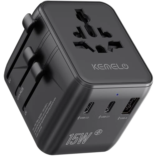 Offre limitée : Adaptateur Prise Universelle, avec 1 USB et 2 Type C Adaptateur Universel de Voyage dans Le Monde Entier avec et 1 Prise USA/JP, pour UK EU Le l'Australie France Applicable à Plus de 200 Pays de 19.99 € à 18.99 € (5% de remise)