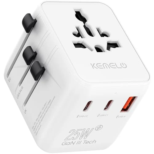 Tijdelijke aanbieding: 25 W universeel reisadapter, 5-in-1 adapter met USB A, USB C, 1 universeel stekker en US/JP-stekker, internationale reisstekkeradapter voor EU, VS, VK van 30.99 € naar 30.99 € (0.00% korting)
