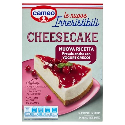 Offerta a tempo: Cameo Le Nuove Irresistibili Preparato per Torta Cheesecake, Torta Fresca Senza Cottura Facile da Preparare, Preparato per Crema Base Biscotto e Stampo Inclusi nella Confezione, 9 Porzioni, 217 g - 25% da 3.99 € a 2.99 €