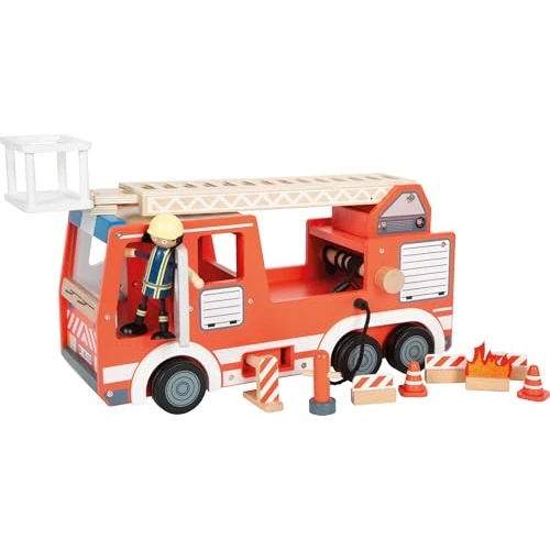Tijdelijke aanbieding: small foot houten brandweerauto, met zwenkbare ladder, slang & accessoires, brandweer speelgoed voor kinderen vanaf 3 jaar, 12657 van 49.78 € naar 49.78 € (0.00% korting)