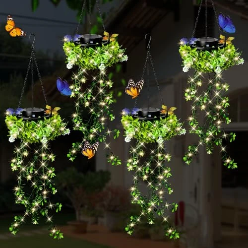 Oferta limitada: KagoLing Luces solares para jardín,pack de 4 plantas artificiales colgantes con guirnalda 66 luces LED,ornamentos exterior clasificación IP65 y resistencia al agua,regalos cumpleaños mujeres de 59.99 € a 59.99 € (ahorro 0.00%)