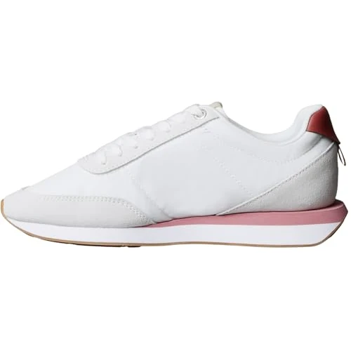 Oferta limitada: Calvin Klein Tenis Retro para Mujer con Cordones de Nailon MG Yw0yw01990, White Bright White Dusty Rose Gum, 37 EU de 99.90 € a 66.22 € (ahorro 34%)