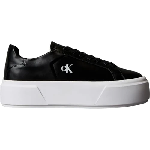 Limited-time offer: Calvin Klein Women's Flatform Trainers Lace-up in Leather, Black (Ck Black), 7 from 119.99 £ to 47.32 £ (save 60.56%)