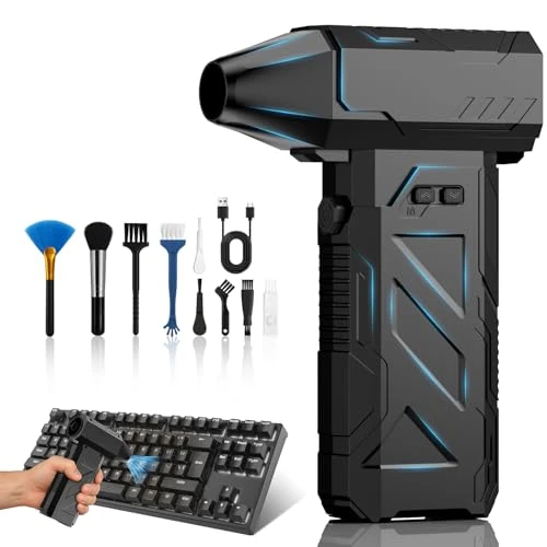 Electric Dust Blower Air Pressure Spray, 3-Speed 130,000 rpm, Mini Compressed Air Duster PC Cleaning Set with 6000 mAh Battery for PC, Car Wash, Keyboard, Interior Cleaning, Emergency etc