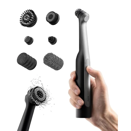 HOTO Wand Elektryczna szczotka do czyszczenia z akumulatorem IPX7 wodoodporna, elektryczna szczotka do czyszczenia obrotowego | 12 wymiennych głowic - uszczelki, narożniki, kuchnia i łazienka
