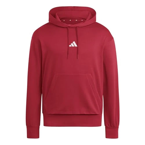 adidas Homme Essentials FEELCOZY Fleece Hoodie, Active Maroon/White, M Short