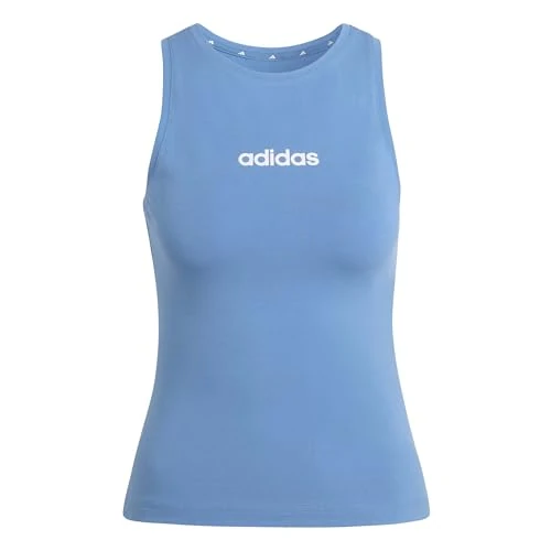 adidas Femme Essentials Linear Slim Cotton Tank, Ray Blue/White, S