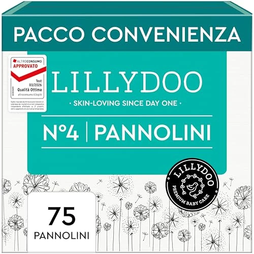 Offerta a tempo: Pannolini LILLYDOO delicati sulla pelle - taglia 4 (9+ kg), pacco scorta (75 unità), protezione contro le fuoriuscite, morbidi, senza profumi & lozioni e dermatologicamente testati - 14% da 29.69 € a 25.50 €