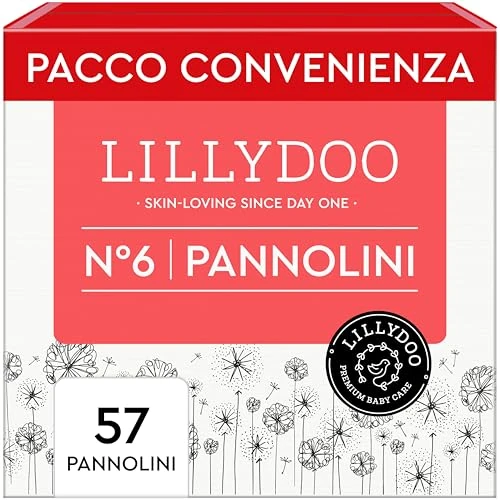 Offerta a tempo: Pannolini LILLYDOO delicati sulla pelle - taglia 6 (13+ kg), pacco scorta (57 unità), protezione contro le fuoriuscite, morbidi, senza profumi & lozioni e dermatologicamente testati - 14% da 29.69 € a 25.41 €