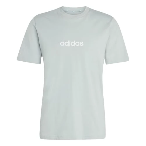 adidas Hombre ESSENTIALS LINEAR SINGLE JERSEY TEE, Wonder Sage/white, L