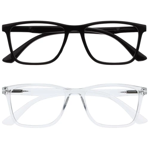 Offerta a tempo: OPULIZE NYX Occhiali luce blu donna e uomo - Occhiali da lettura Antibagliore - Occhiali per computer - Confezione da 2 - Protezione UV - Rettangolare - Nero Chiaro - + 3,00 - 0.00% da 8.50 € a 8.50 €