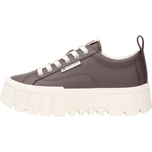 Tommy Jeans Women TJW Vulc Flatform Leather EN0EN03008 Low Top, Brown (Black Walnut), 39