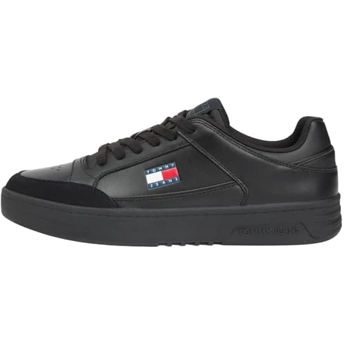 Zeitlich begrenztes Angebot: Tommy Jeans Herren Cupsole Sneaker Leather Low Top, Schwarz (Black), 44 von 99.90 € auf 33.81 € (66% Rabatt)