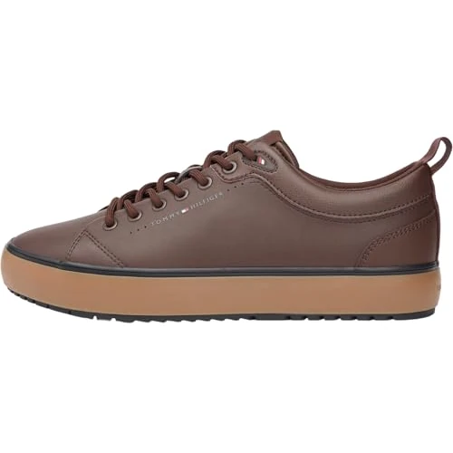 Tommy Hilfiger Harlem Core Cleat Lth Mix Fm0fm05702 Uomo Basso Top, Cacao Marrone, 42 EU