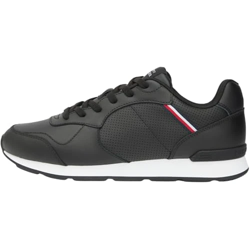 Tommy Hilfiger Men Runner ICON Leather FM0FM05740 Low Top, Black (Black), 45