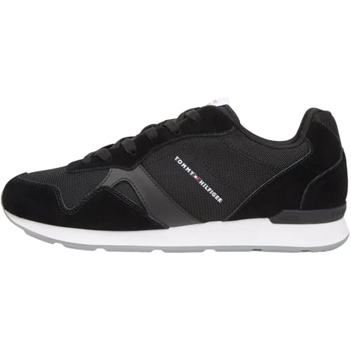 Tommy Hilfiger Runner Icon Mix Fm0fm05679 - Tenis Bajos para Hombre, Black, 43 EU
