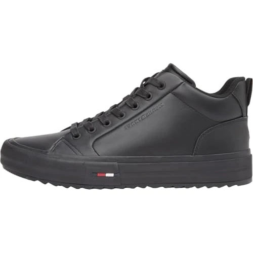 Offerta a tempo: Tommy Hilfiger Uomo Sneakers con Suola Alta Harlem Street Profilo Medio, Nero (Black), 40 - 51% da 119.90 € a 59.00 €
